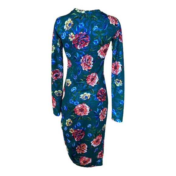 Zara Asymmetrical Floral Ruched Midi Dress | Women's Size Small - Picture 3 of 9